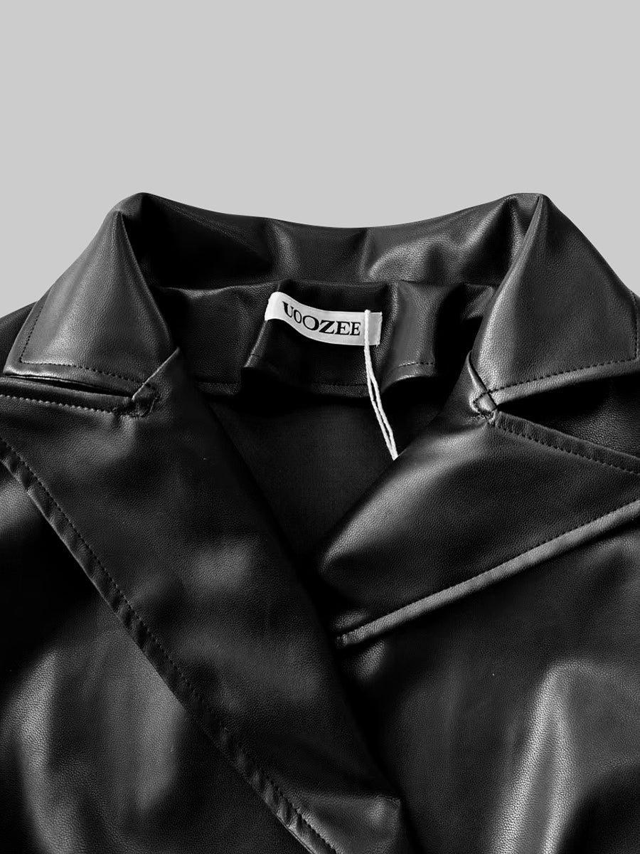 Long Sleeves Buttoned Solid Color Notched Collar Jackets Outerwear