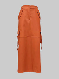 Column Pockets Solid Color Skirts Bottoms