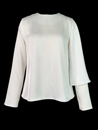 Asymmetric Solid Color Split-Joint Long Sleeves Loose Round-neck T-Shirts Tops
