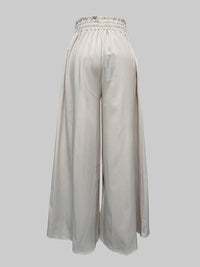 Loose Wide Leg Drawstring Solid Color Casual Pants Bottoms Trousers