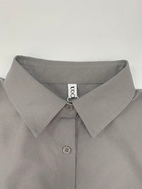 Long Sleeves Loose Solid Color Split-Joint Split-Side Lapel Maxi Dresses Shirt Dress