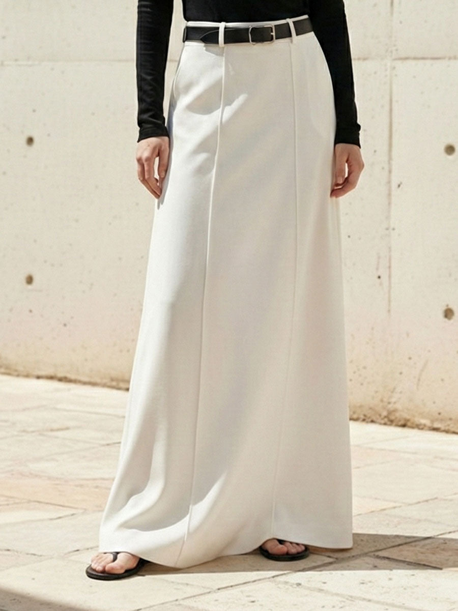 Stylish H-Line Solid Color Skirts Bottoms