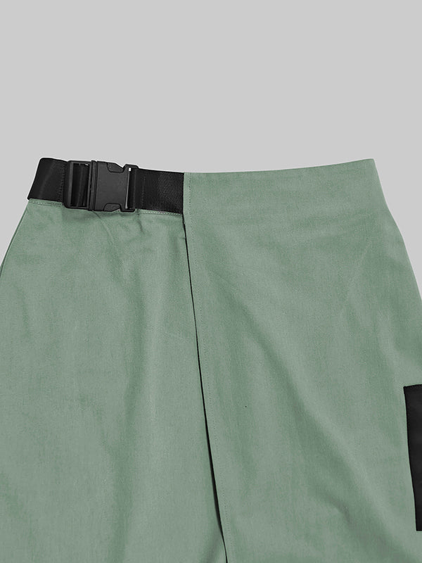 Asymmetric Pockets Split-Joint A-Line Loose Skirts Bottoms