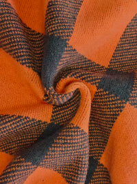 Contrast Color Plaid Long Sleeves Mock Neck Sweater Tops