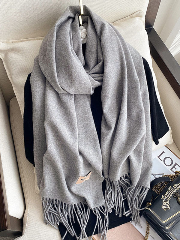 Solid Color Tasseled Scarf Scarfs&Hats