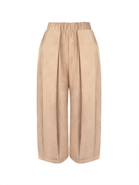 Loose Wide Leg Pleated Pockets Solid Color Pants