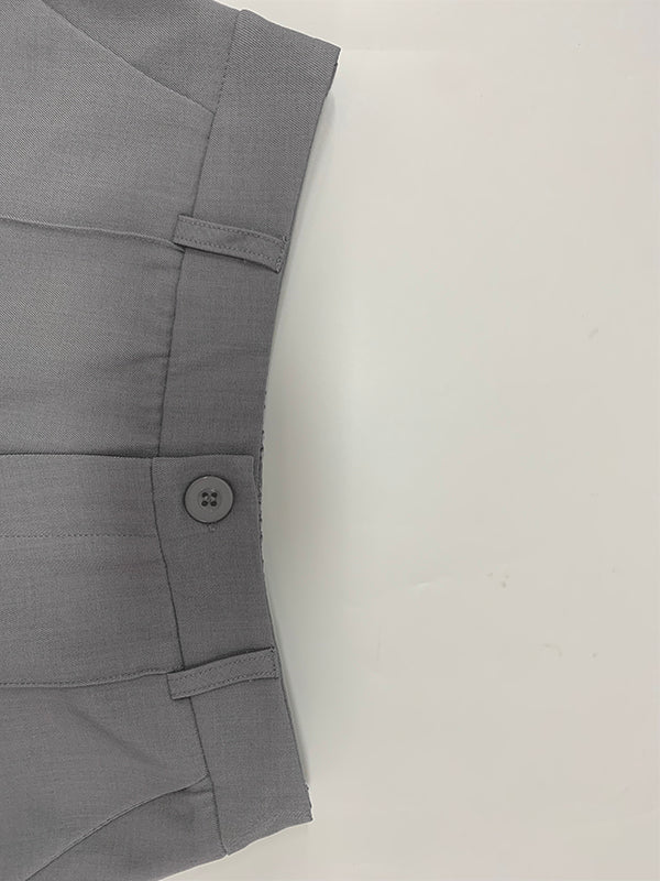 Loose Wide Leg Pockets Solid Color Ninth Pants Trousers