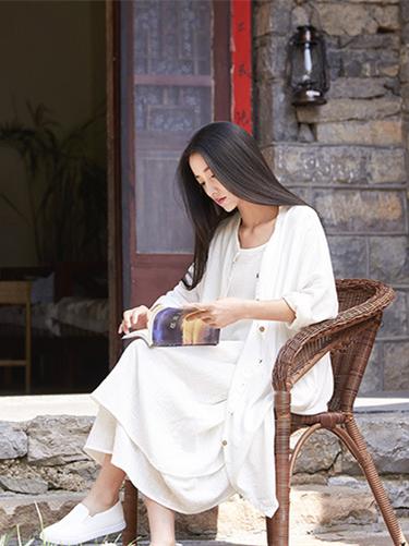 Soft White Ramie Cotton Linen Cover-up Cardigan
