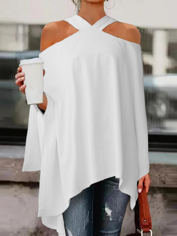 Casual High-Low Hollow Solid Color Blouses&Shirts Tops