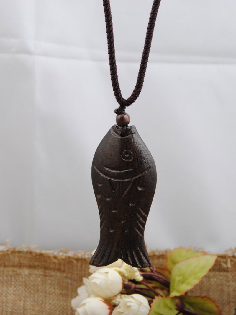Natural National Wood Fish Necklace