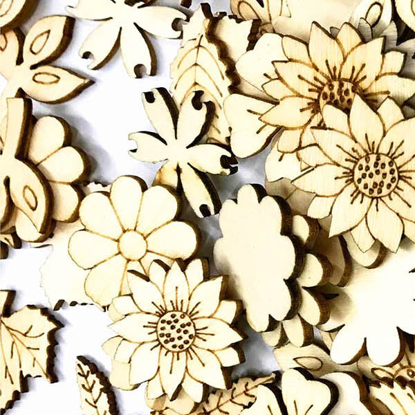 Burlywood Flower&Leaves Pattern Buttons