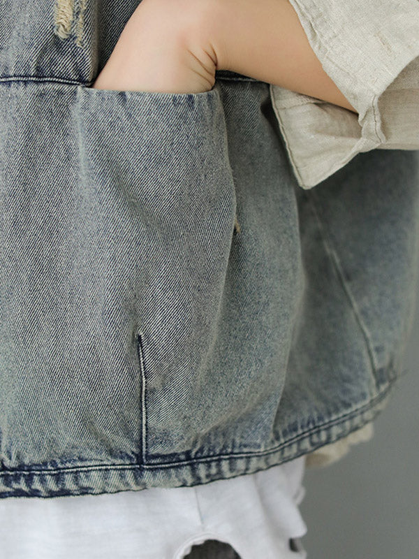 Vintage Loose Sleeveless Hole Jean Vest