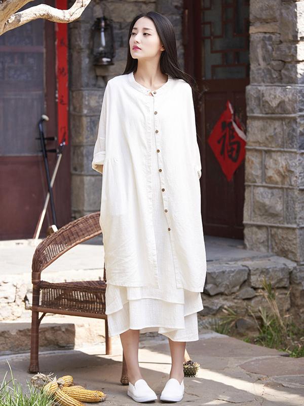Soft White Ramie Cotton Linen Cover-up Cardigan