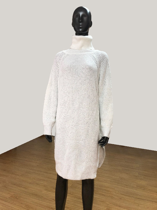 Loose Solid Knitting High-neck Long Sweater