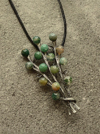 Vintage Antique Silver Tree Brooch Long Necklace