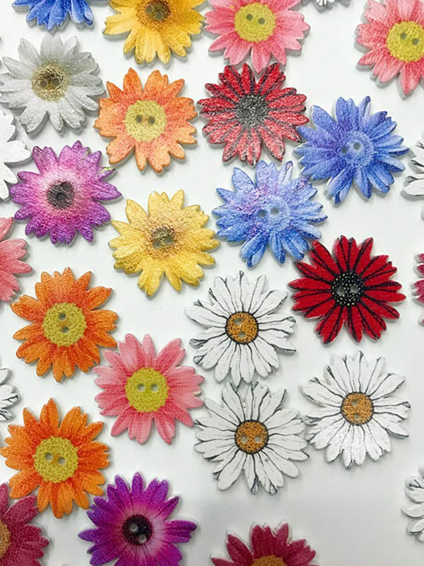 Colorful Daisy Pattern Buttons