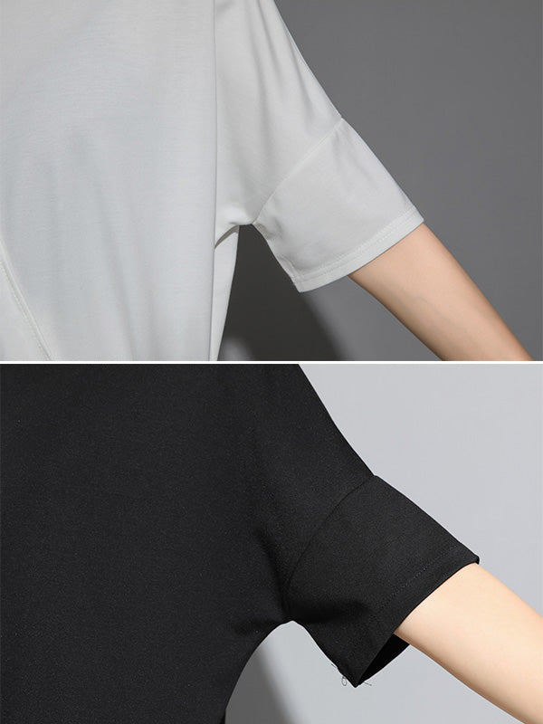 Original Irregularity Split-Joint Solid T-Shirts Tops