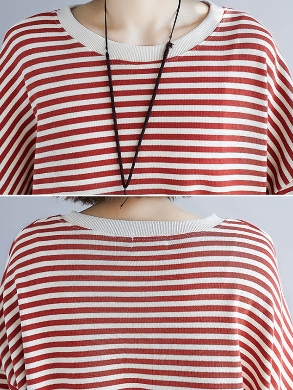 Loose Striped Split-joint Sweatshirt