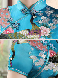 Floral Printed Split-Side Long Cheongsams