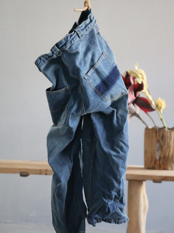 Loose Vintage Faded Ruffled Jean Pants