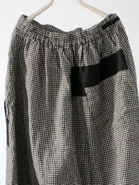 Vintage Plaid Split-joint Cropped Linen Pants