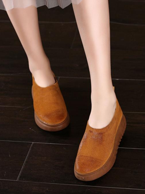 Simple Style Cowhide Soft Shoes