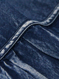 Vintage Splicing Pleated Jean Skirt