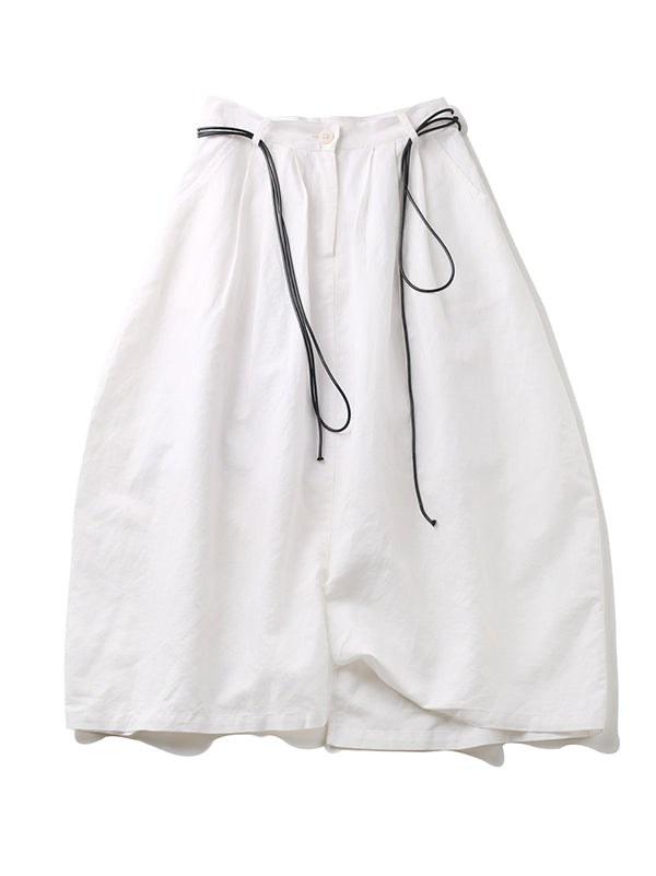 Loose White Linen Split-side Harem Pants