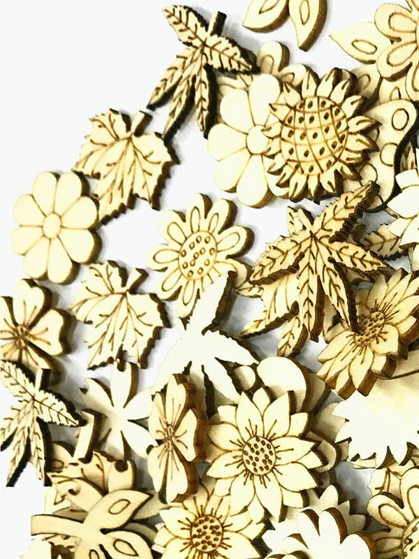 Burlywood Flower&Leaves Pattern Buttons