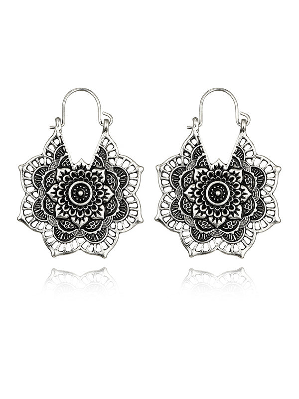 Vintage Hollow Alloy Flower Earring Accessories