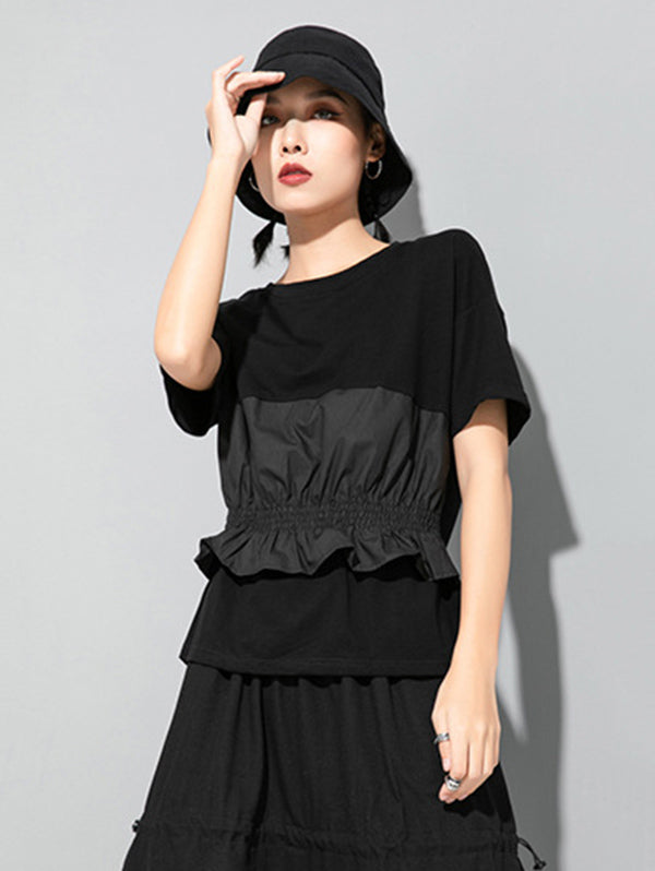 Original Falbala Split-Joint T-Shirts Tops