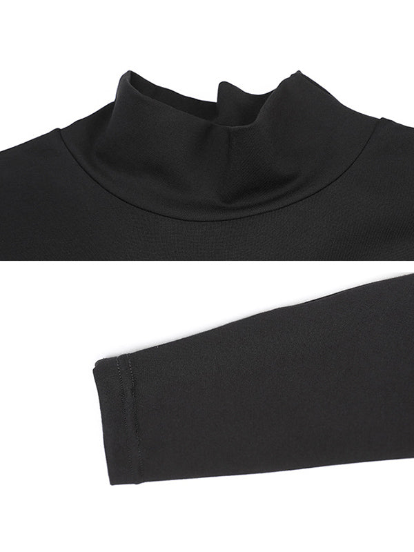 Black False Two Cropped Long Sleeve T-Shirt
