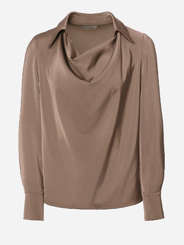 Urban Long Sleeves Solid Color Heaps Collar Blouses&Shirts Tops