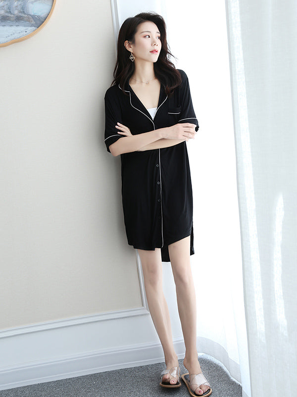 Casual V-Neck Button Modal Short Pajamas