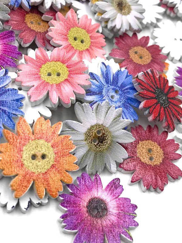 Colorful Daisy Pattern Buttons
