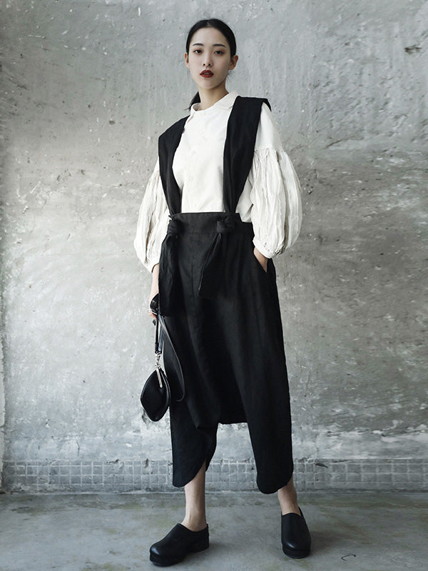 Solid Linen Loose Harem Pants