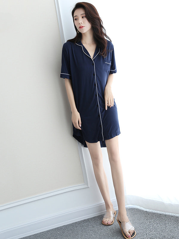 Casual V-Neck Button Modal Short Pajamas
