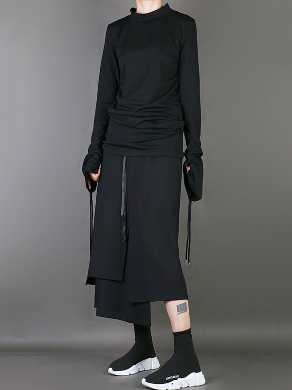 Plain Multi-Layer Cropped Skirt