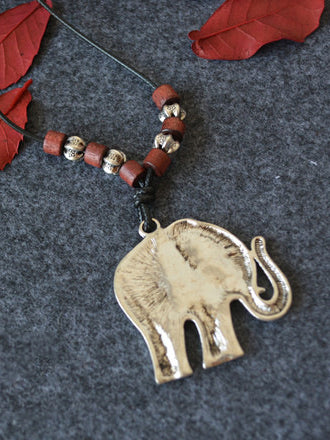 Sliver Elephant Pendant Necklace
