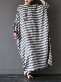 Vintage Loose Striped Dress