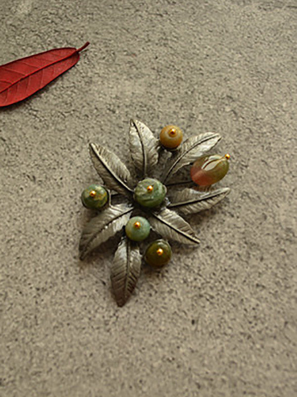 Vintage Leaves Tree Brooch&Necklace