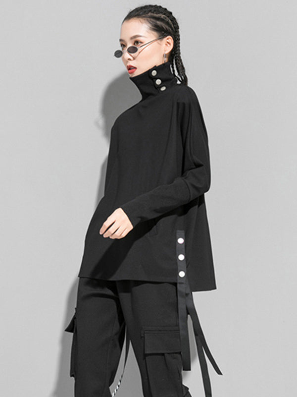 Original Solid Stand Collar T-Shirts Tops