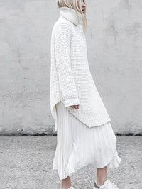 Loose Solid Knitting High-neck Long Sweater