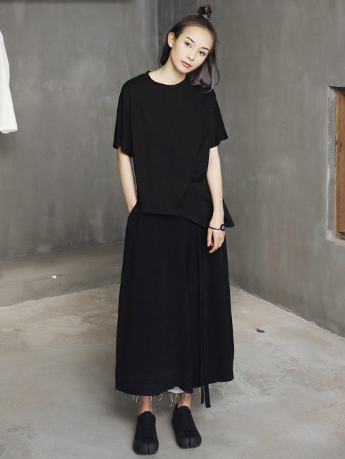 Cropped Wrinkle Solid T-shirt