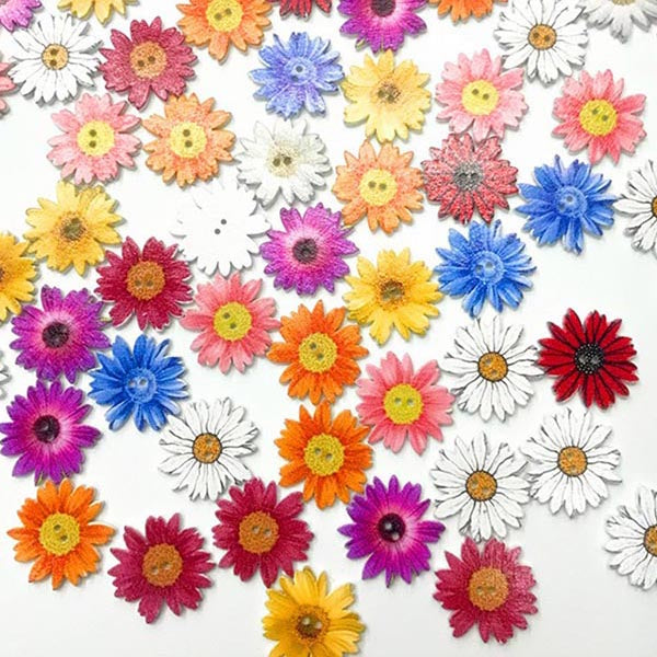 Colorful Daisy Pattern Buttons