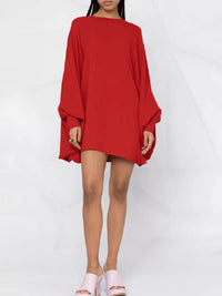 Simple Long Batwing Sleeves Solid Color Round-Neck Mini Dresses