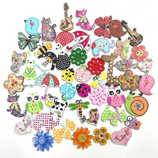 Colorful Cartoon Animal Pattern Buttons
