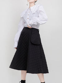 Black Large Pocket Thickening A-Line Skirt