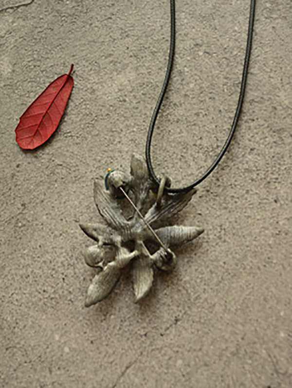 Vintage Leaves Tree Brooch&Necklace