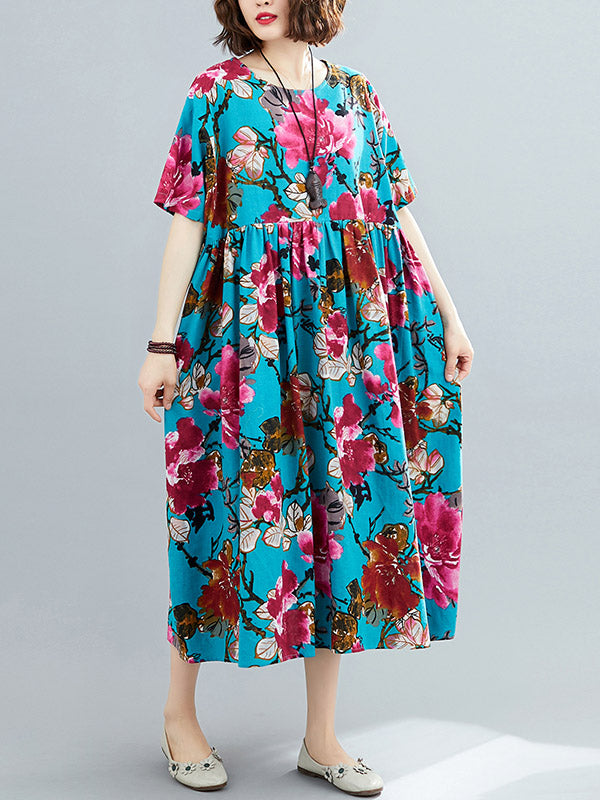 Loose Flower Printing National Dress